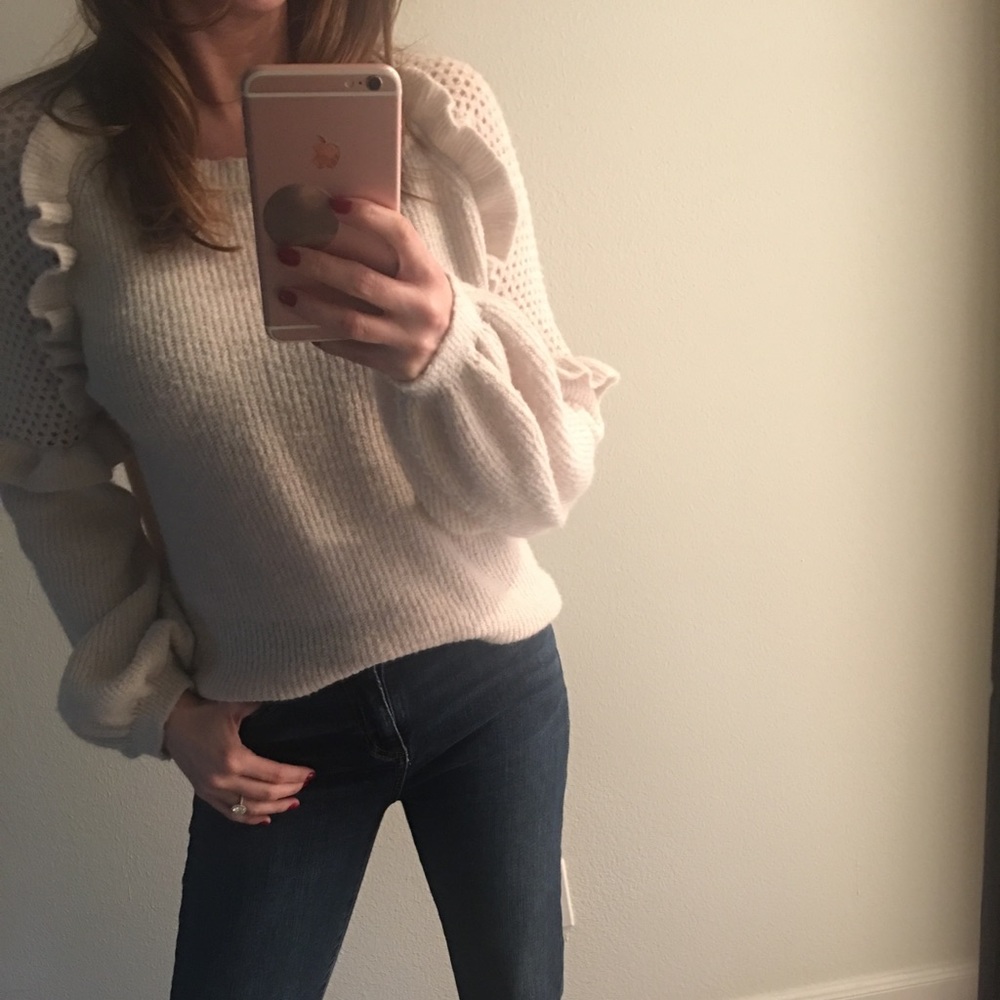 Ruffle Sleeve Sweater from Express Small